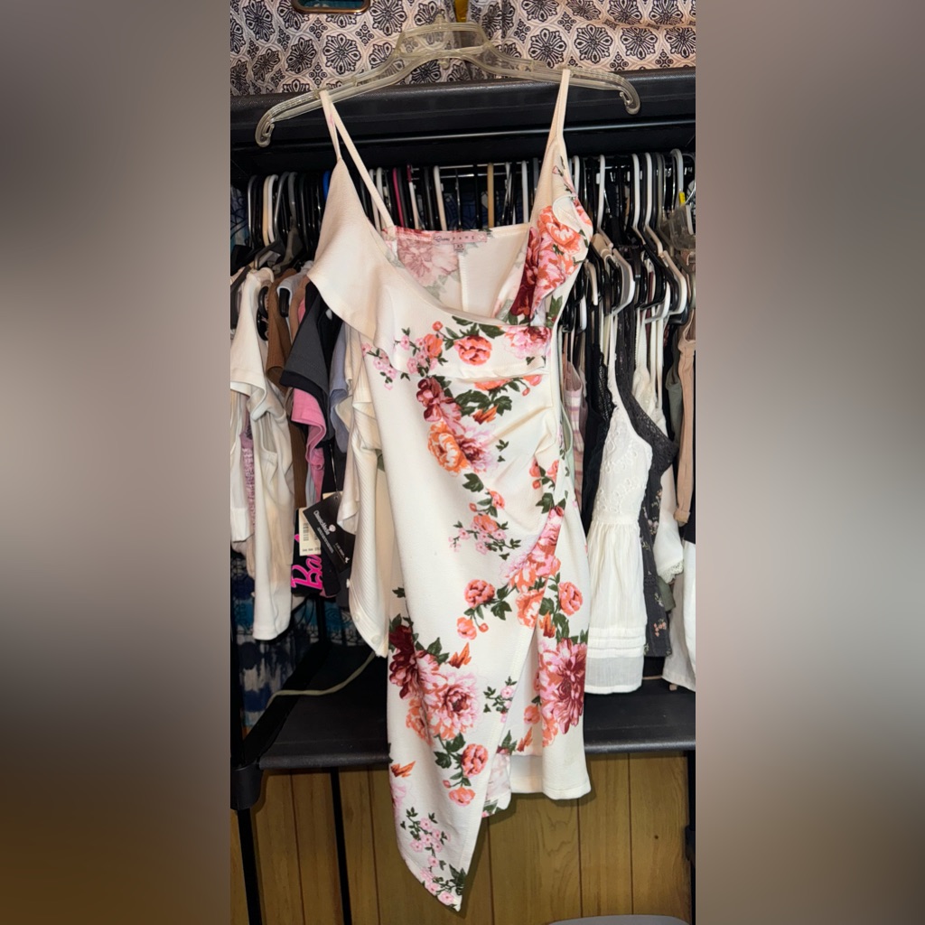 Xs Asymmetrical Floral Dress